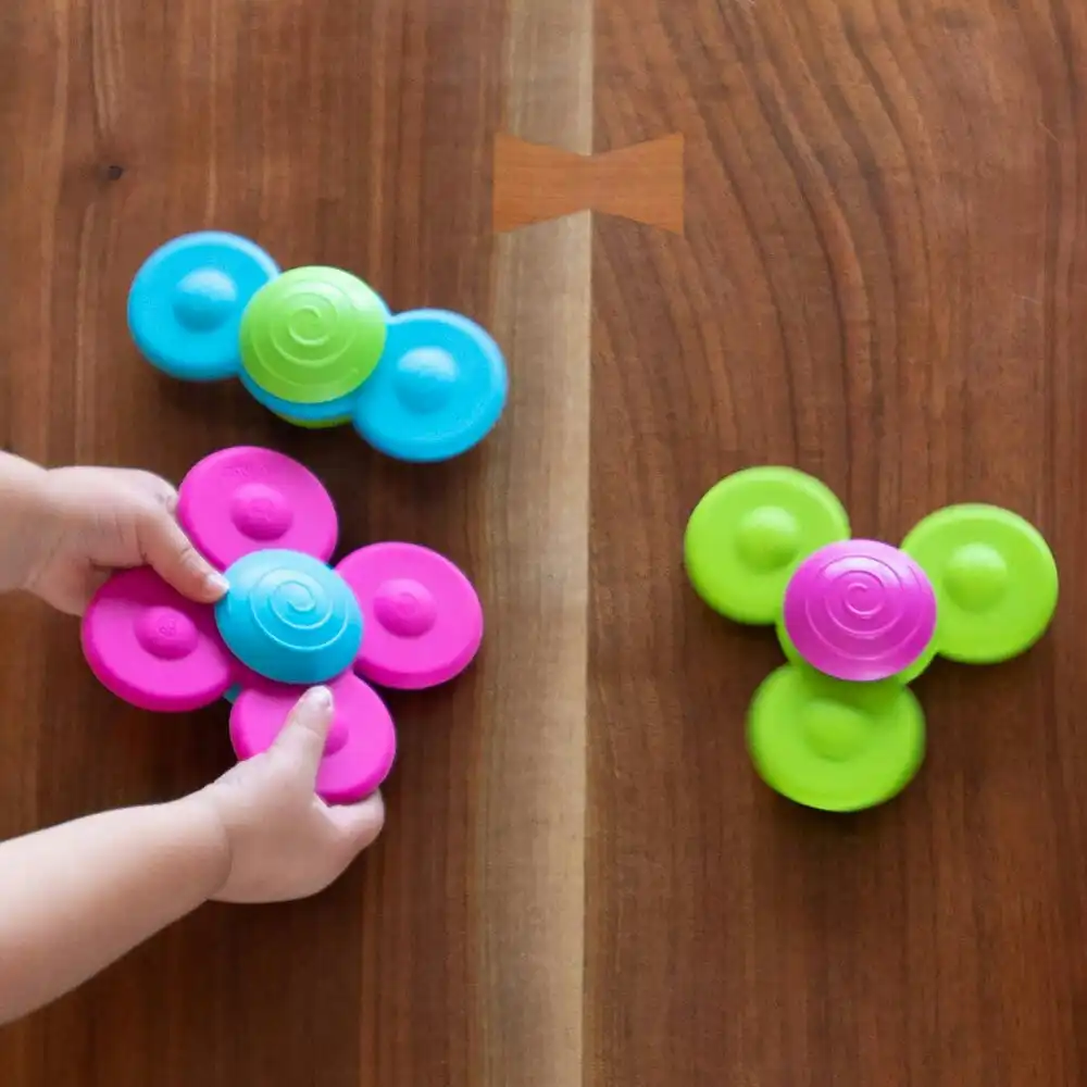 3pc Fat Brain Toys Whirly Squigz Sensory Toy Fidget Silicone Spinner Baby 10m+