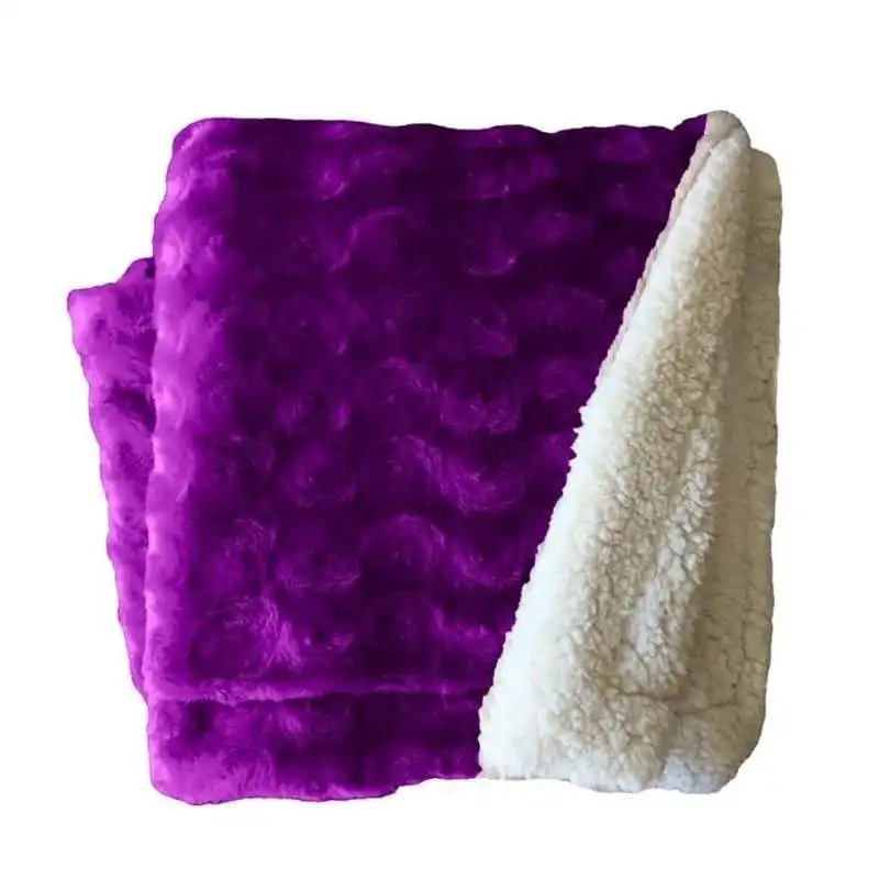 Home Fashion Plush Fleece Sherpa Backed Reversible Ultra Violet Throw