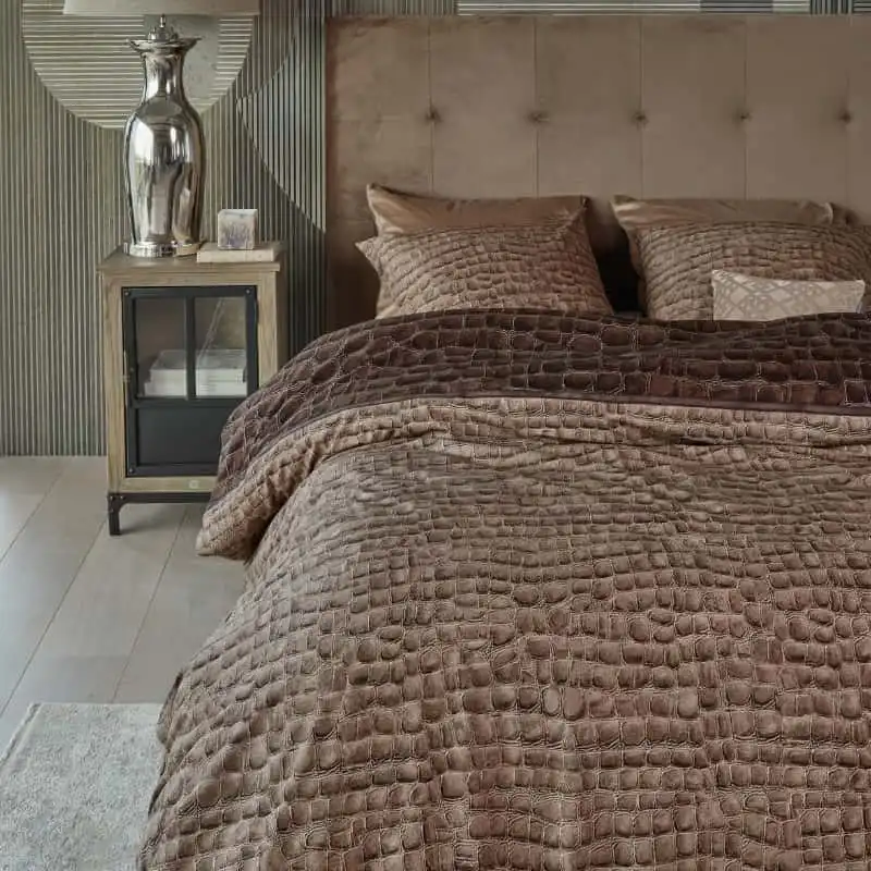 Bedding House Rivièra Maison Croco Cotton Brown Quilt Cover Set