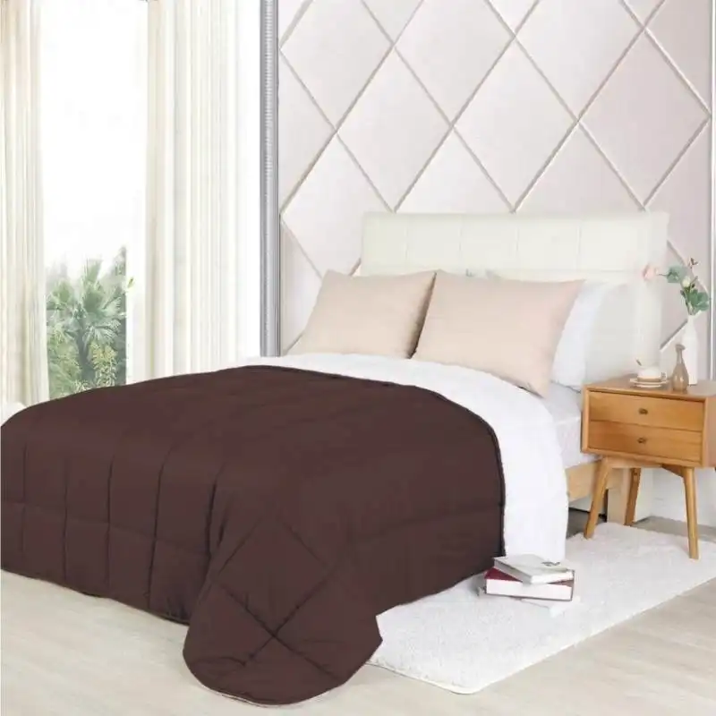 Home Fashion Reversible Plush Soft Sherpa Chestnut Comforter