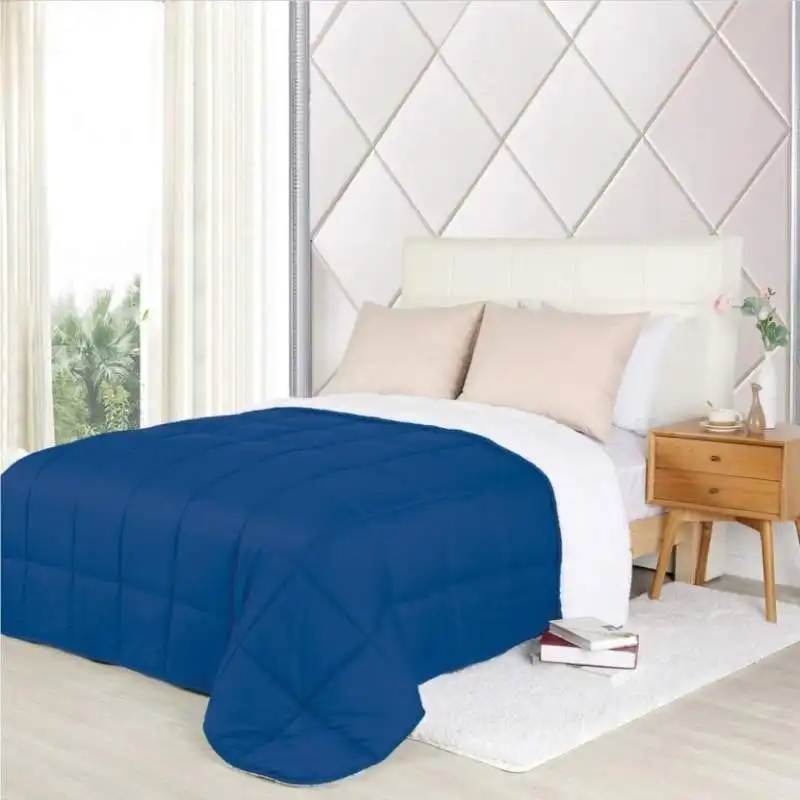Home Fashion Reversible Plush Soft Sherpa Navy Blue Comforter