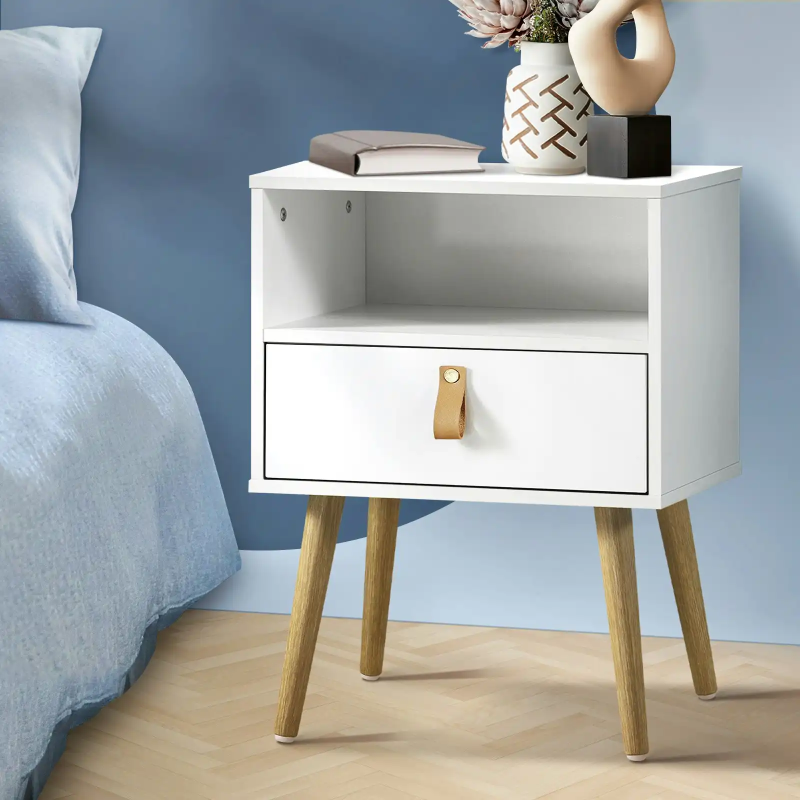 Oikiture Bedside Tables Drawers Side Table Cabinet Bedroom Nightstand White