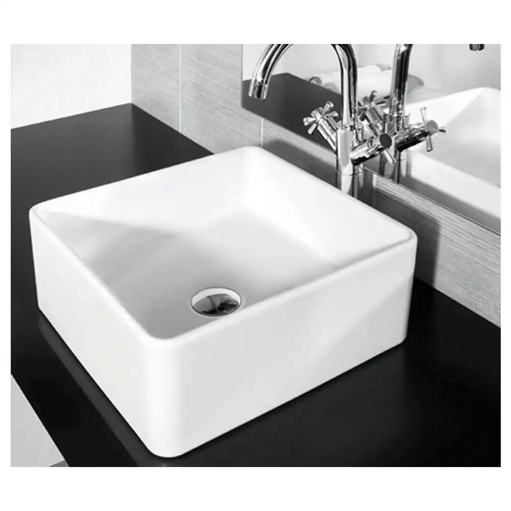 Studio Bagno Piazza Bench Ceramic Countertop Bathroom Basin 39cm SB391 White
