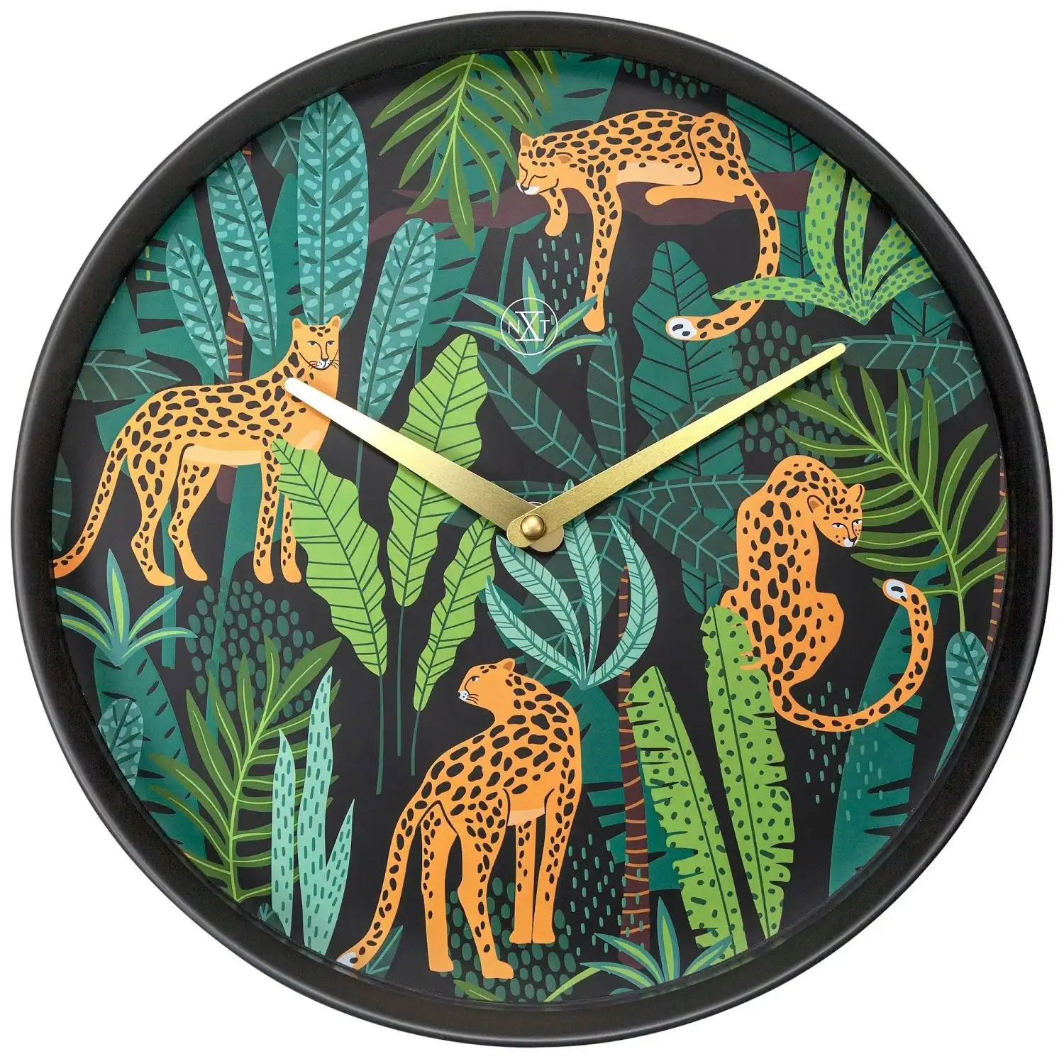 NeXtime 30cm Urban Jungle Silent Analogue Round Clock Wall Decor Leopard Print