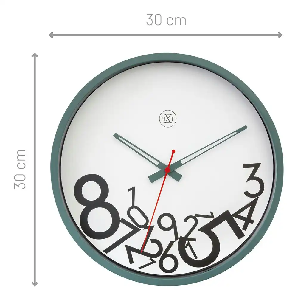 NeXtime 30cm Dropped Numbers Silent Analogue Battery Operated Round Wall Clock