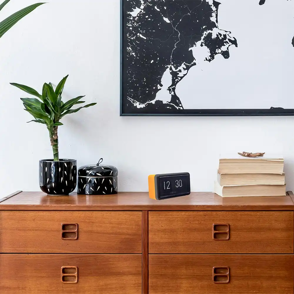 NeXtime Small 18cm Flip Clock Desk/Wall Rectangle Home/Office Decor Black/Orange