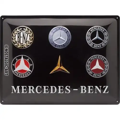 Nostalgic Art Mercedes-Benz Logo Evolution 30x40cm Large Metal Sign Wall Decor