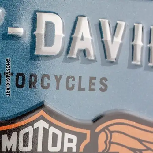 Nostalgic Art Metal 10x20cm Wall Hanging Sign Harley-Davidson Logo Blue Decor