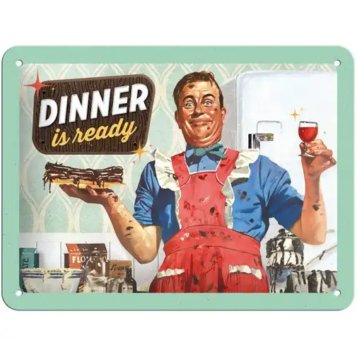 Nostalgic Art 15x20cm Small Wall Hanging Metal Sign Dinner Is Ready Home Decor