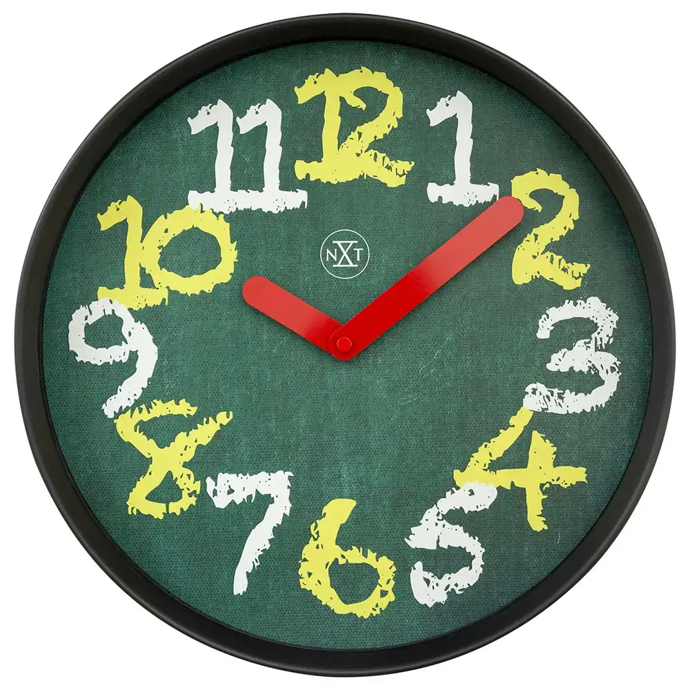 NeXtime Chalkboard Plastic Analogue 30cm Hanging Wall Clock Decor Silent Green