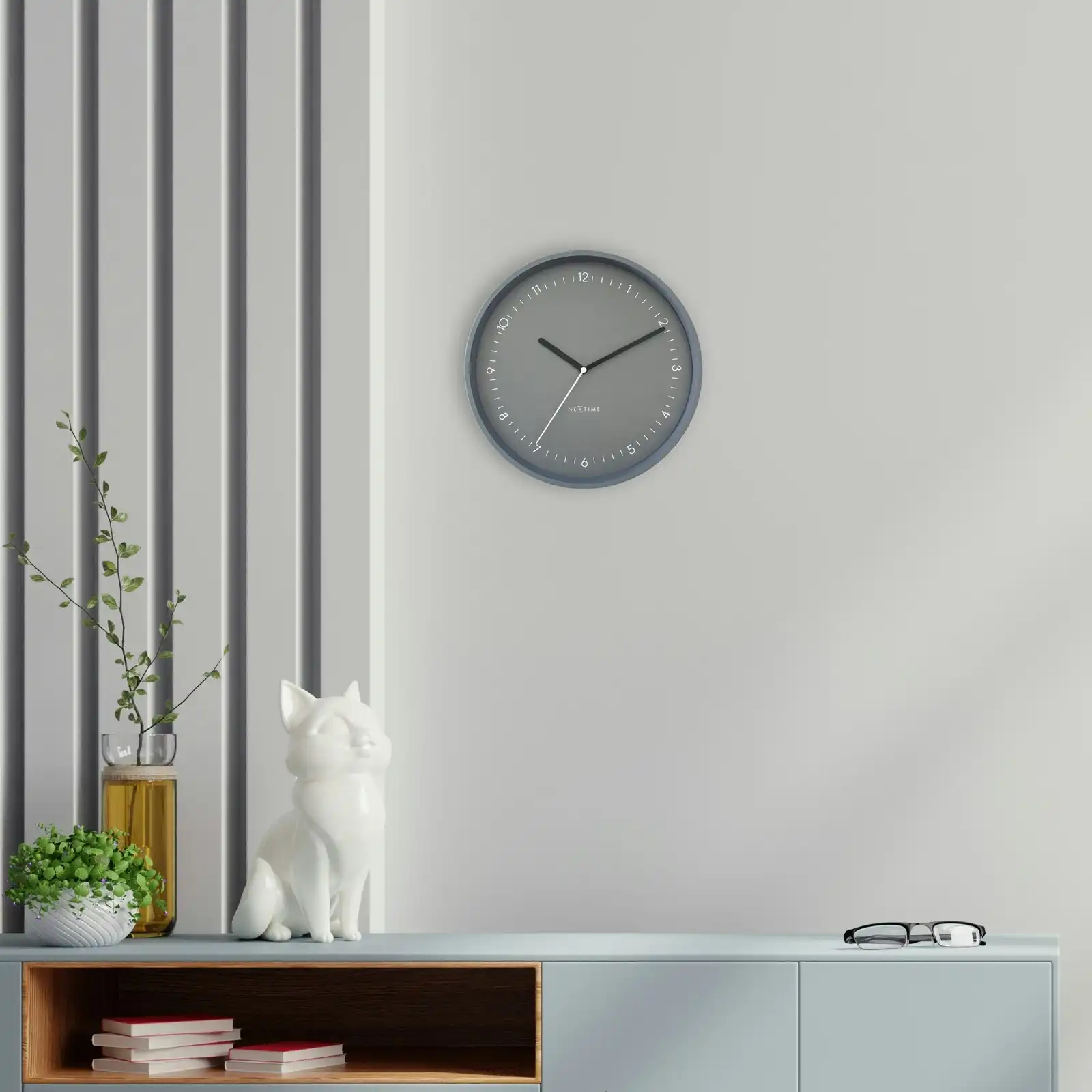 NeXtime Berlin Glass Analogue 30cm Hanging Wall Clock Decor Silent Sweep Grey