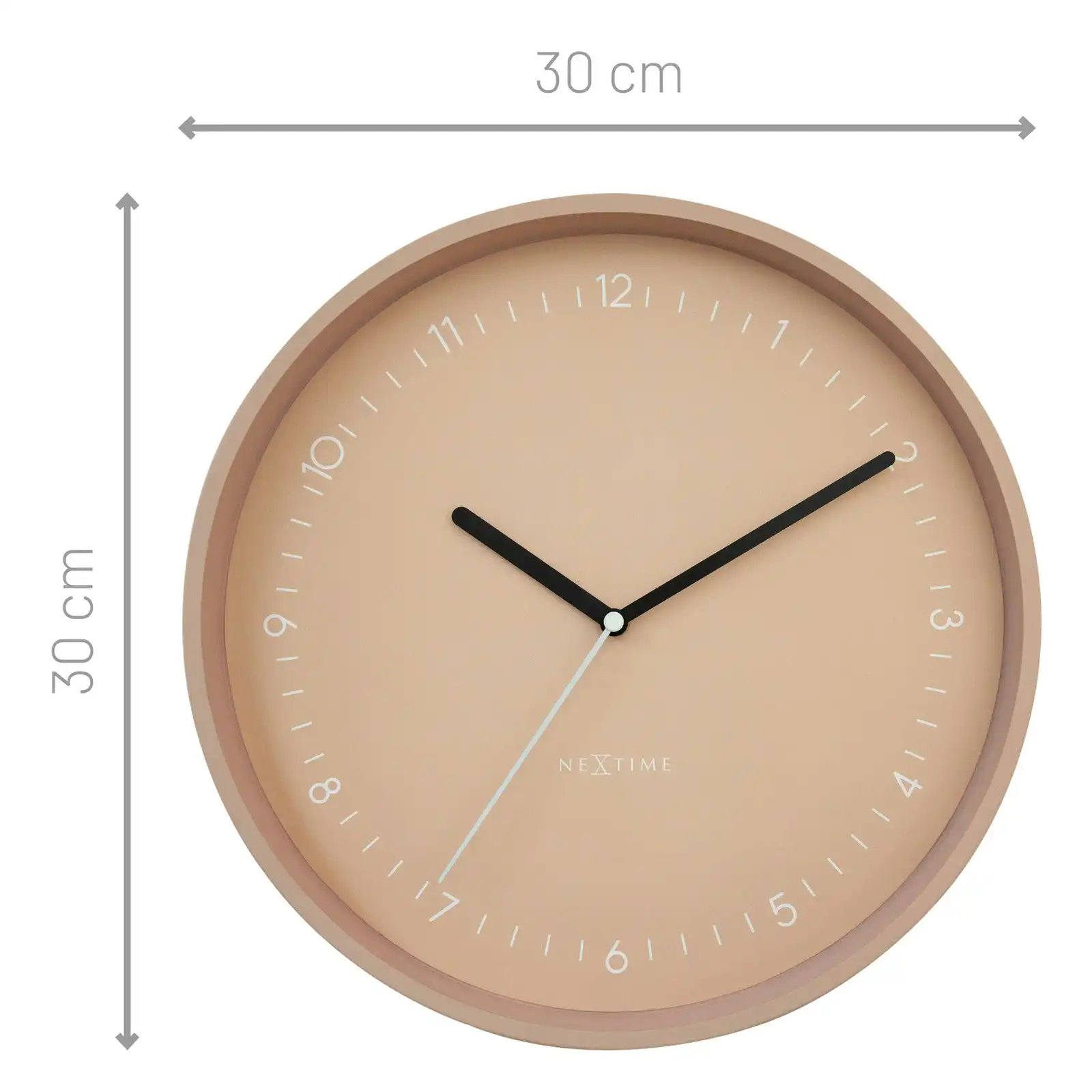 NeXtime Berlin Glass Analogue 30cm Hanging Wall Clock Decor Silent Sweep Pink