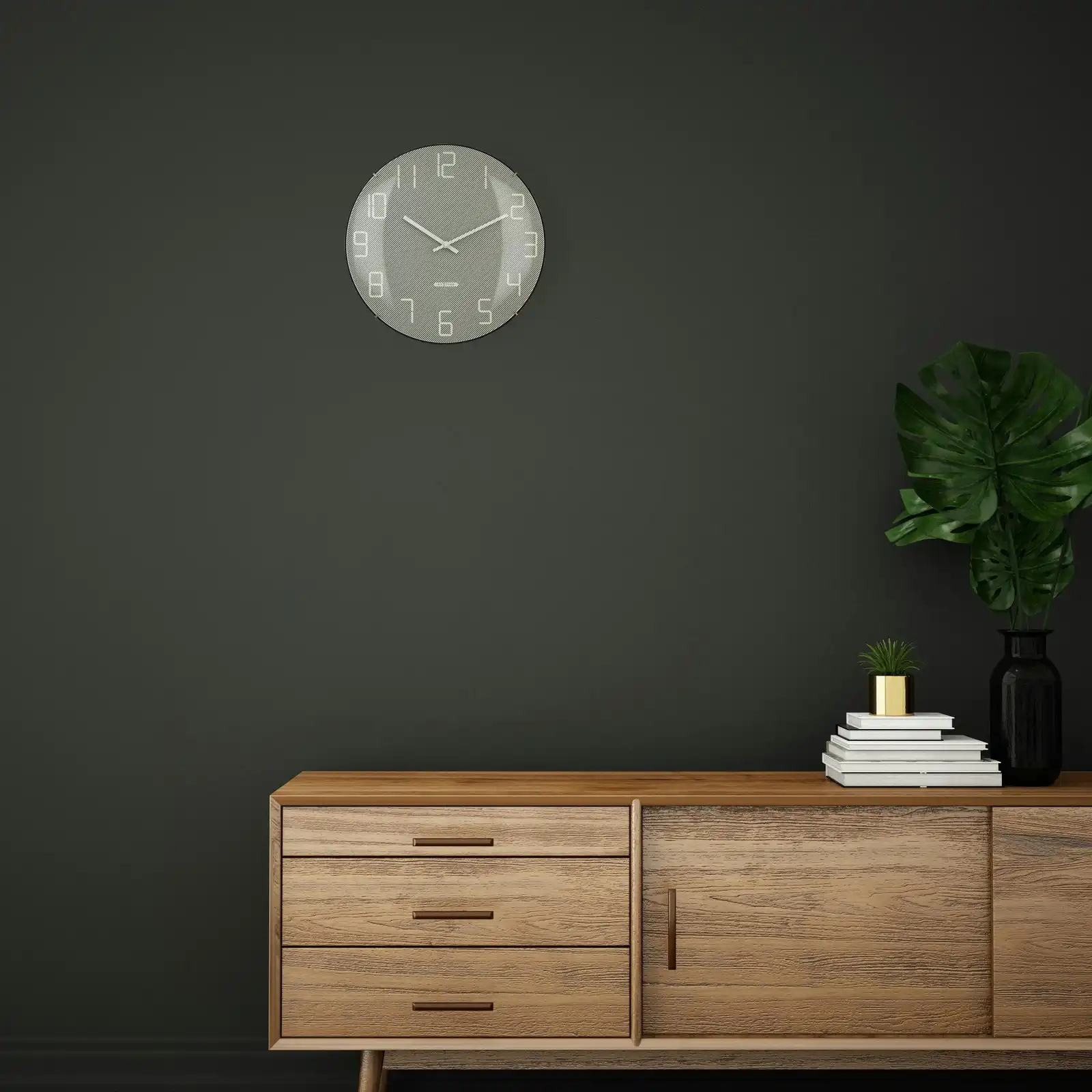 NeXtime Shade Glass Analogue 35cm Hanging Wall Clock Decor Silent Sweep Grey