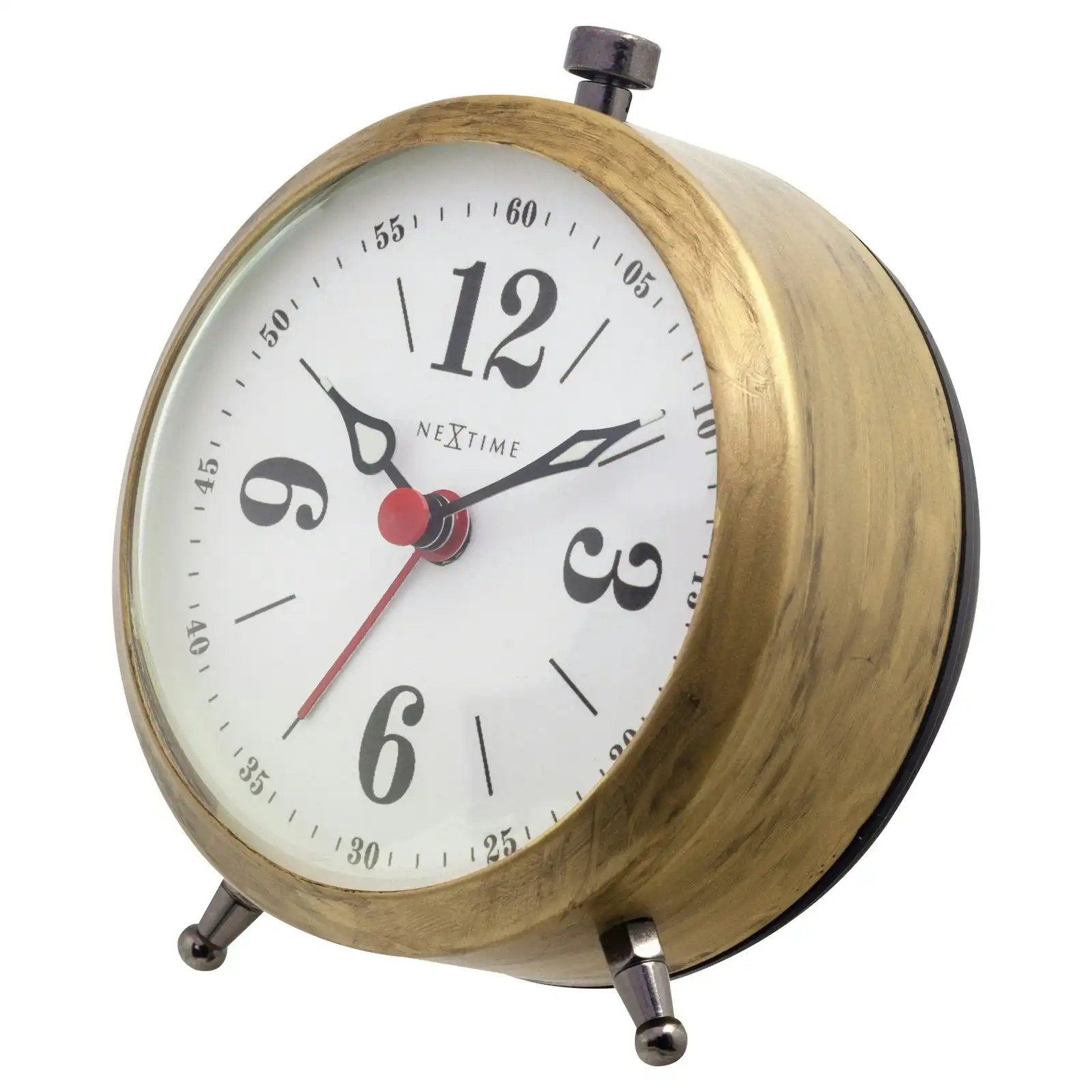 NeXtime Harvey Bedside/Desk 9x10.8cm Alarm Clock Analogue w/ Luminous Hands Gold