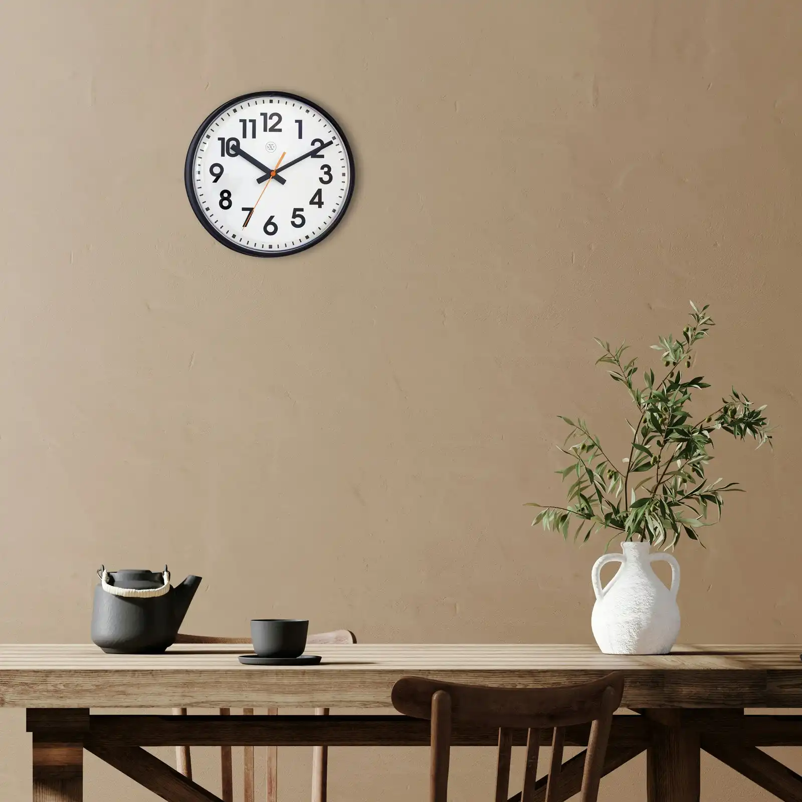 NeXtime Peter Plastic Analogue 26cm Hanging Wall Clock Home Decor Silent Black