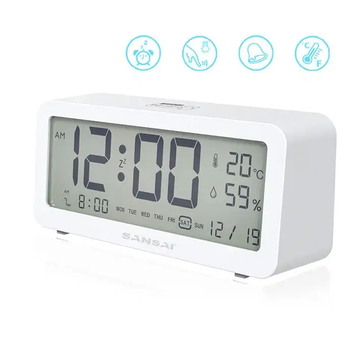 Sansai LED LCD Digital 12/24h Alarm/Snooze Clock/Date/Temperature 5.2" Display