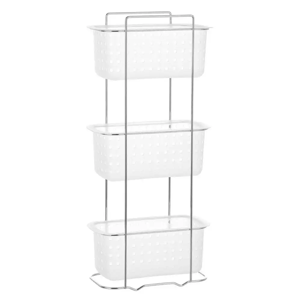 Boxsweden 3 Tier Bathroom Rack Standing Storage Organiser Stand Frosted Clear