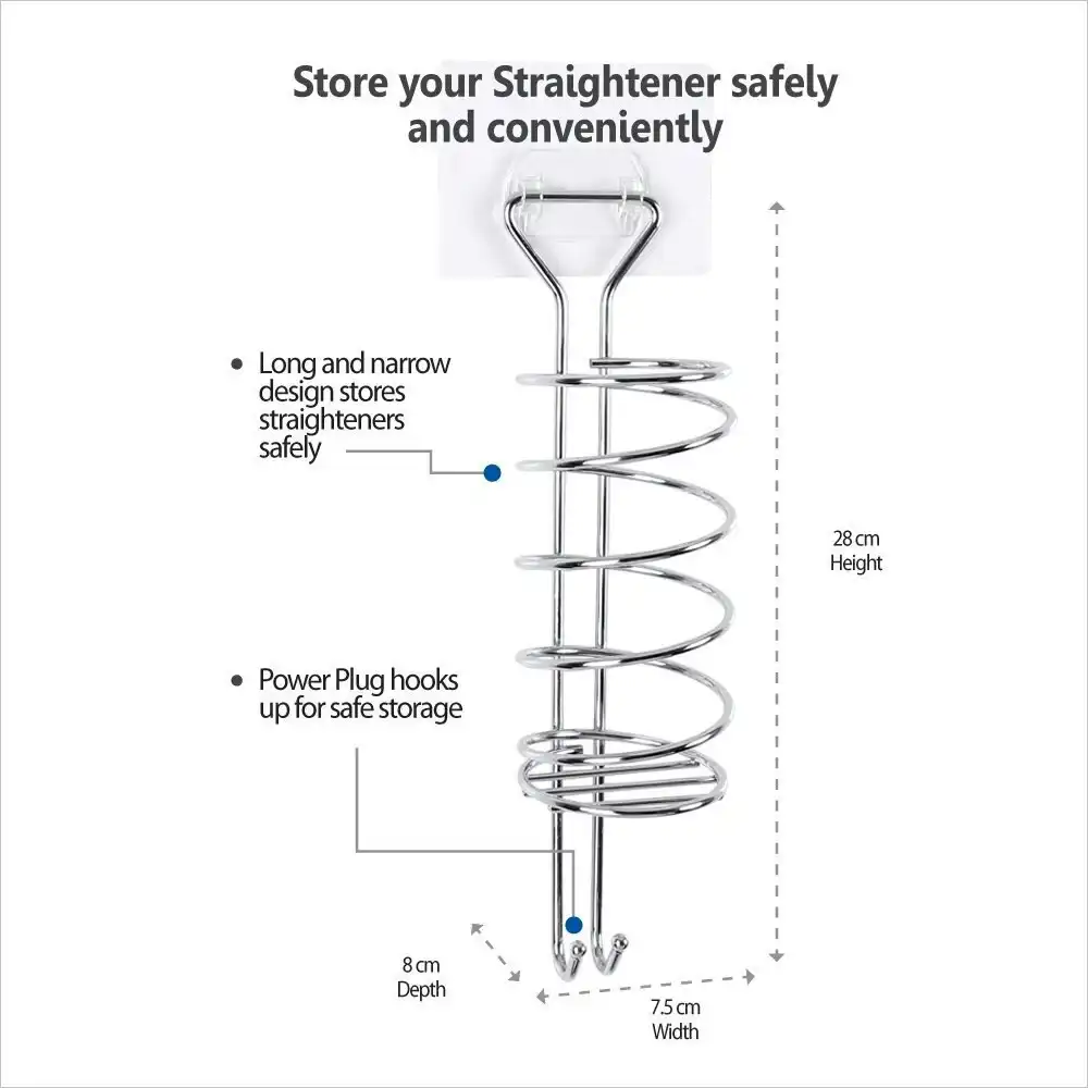 White Magic Stainless Steel 3kg I-Hook Hair Straightener Wall Holder Storage