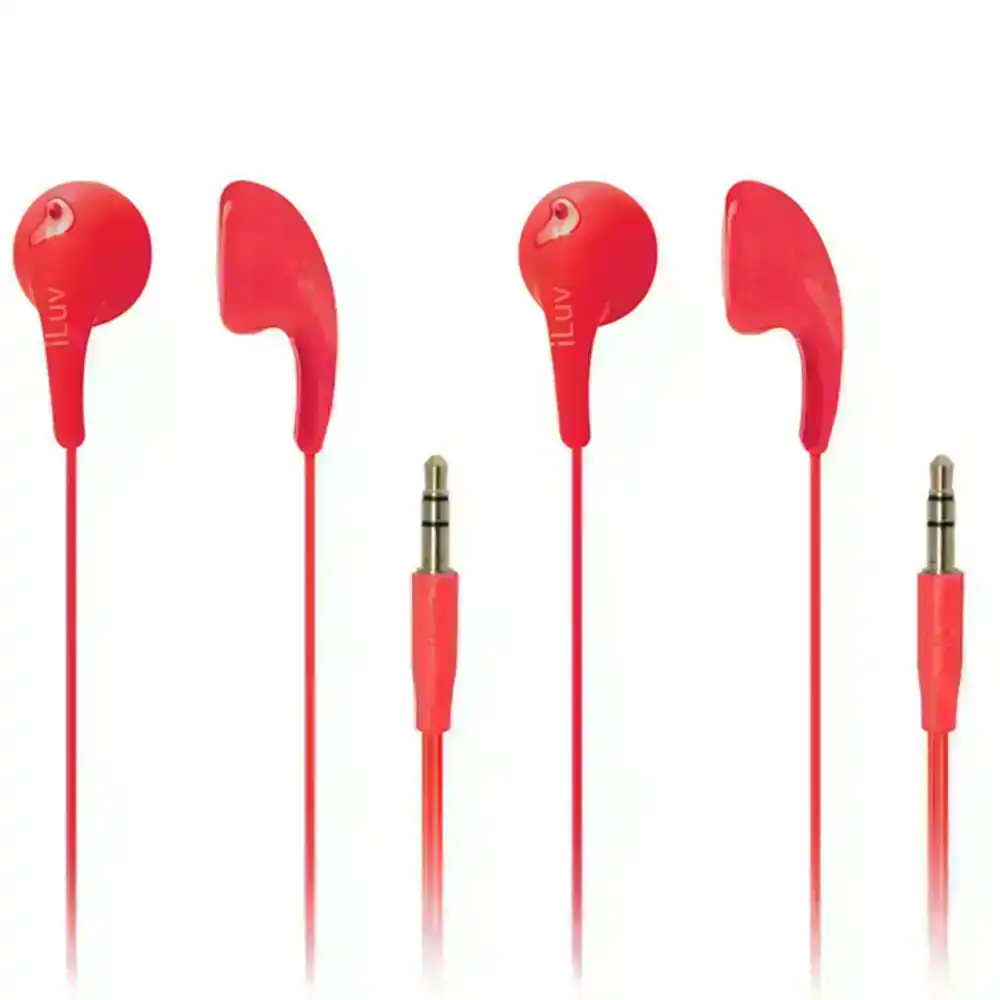 2PK ILuv Red Bubble Gum 2 Earphones Headphones In-Ear for iPhone Android iPod
