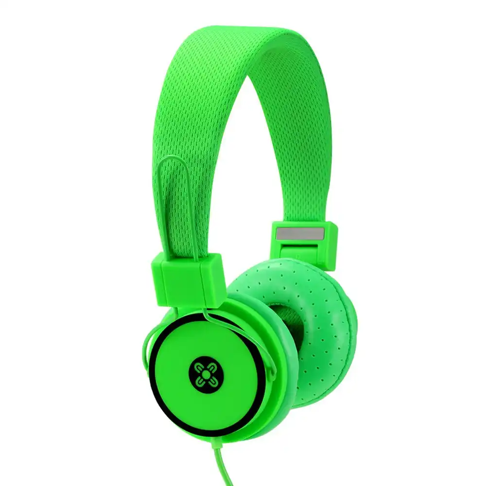 Moki Hyper Headphones On Ear Cup Headband Foldable/3.5mm Jack/1.2m Cable Green