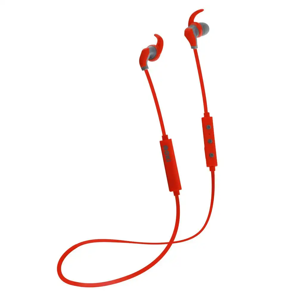 Moki Hybrid Wireless Bluetooth Earphones Headset w/Mic For Smartphones Red