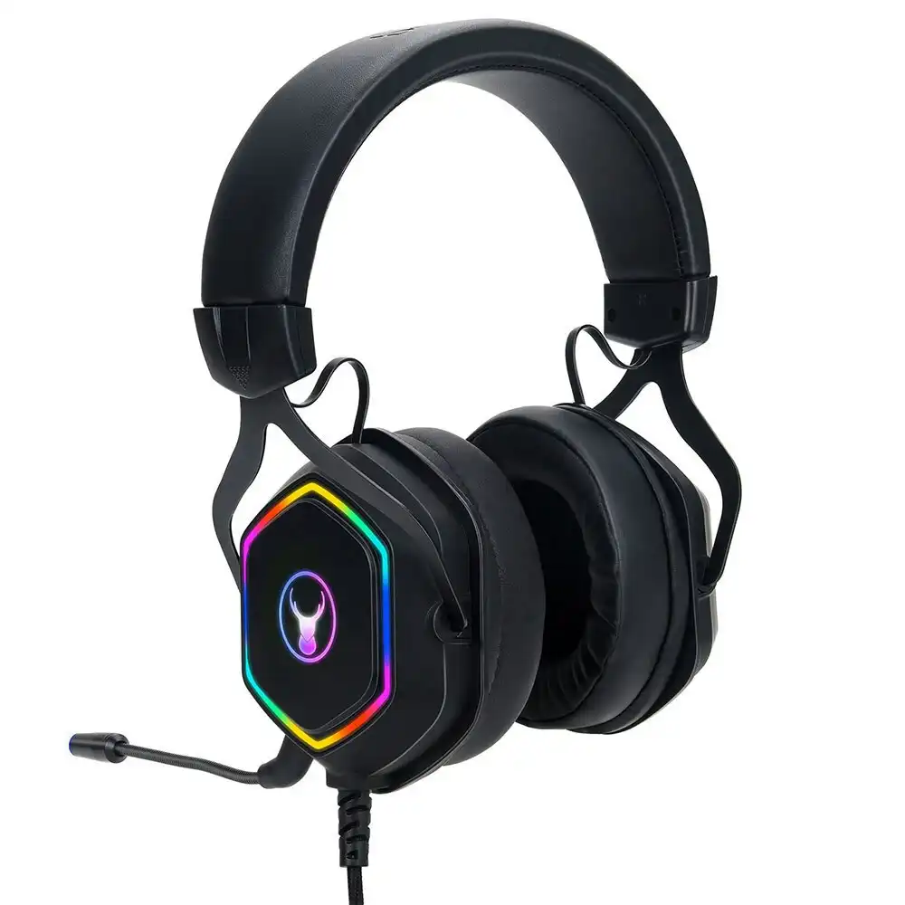Bon.Elk RGB Gaming Headphones/Headset w/ Mic/3.5mm/Splitter For PC/Console Black