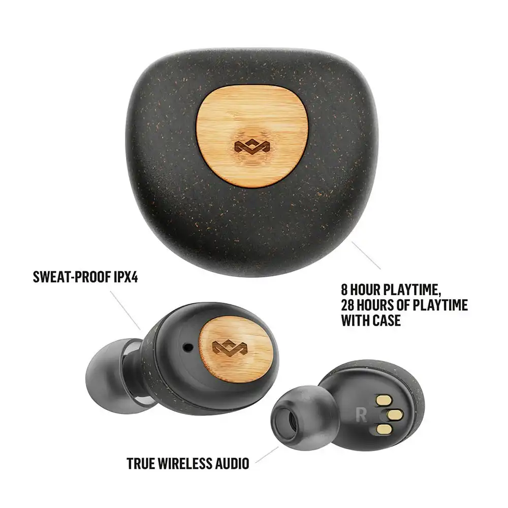 House of Marley Champion True Wireless Bluetooth 5.0 IPX4 Earphones Earbuds BLK