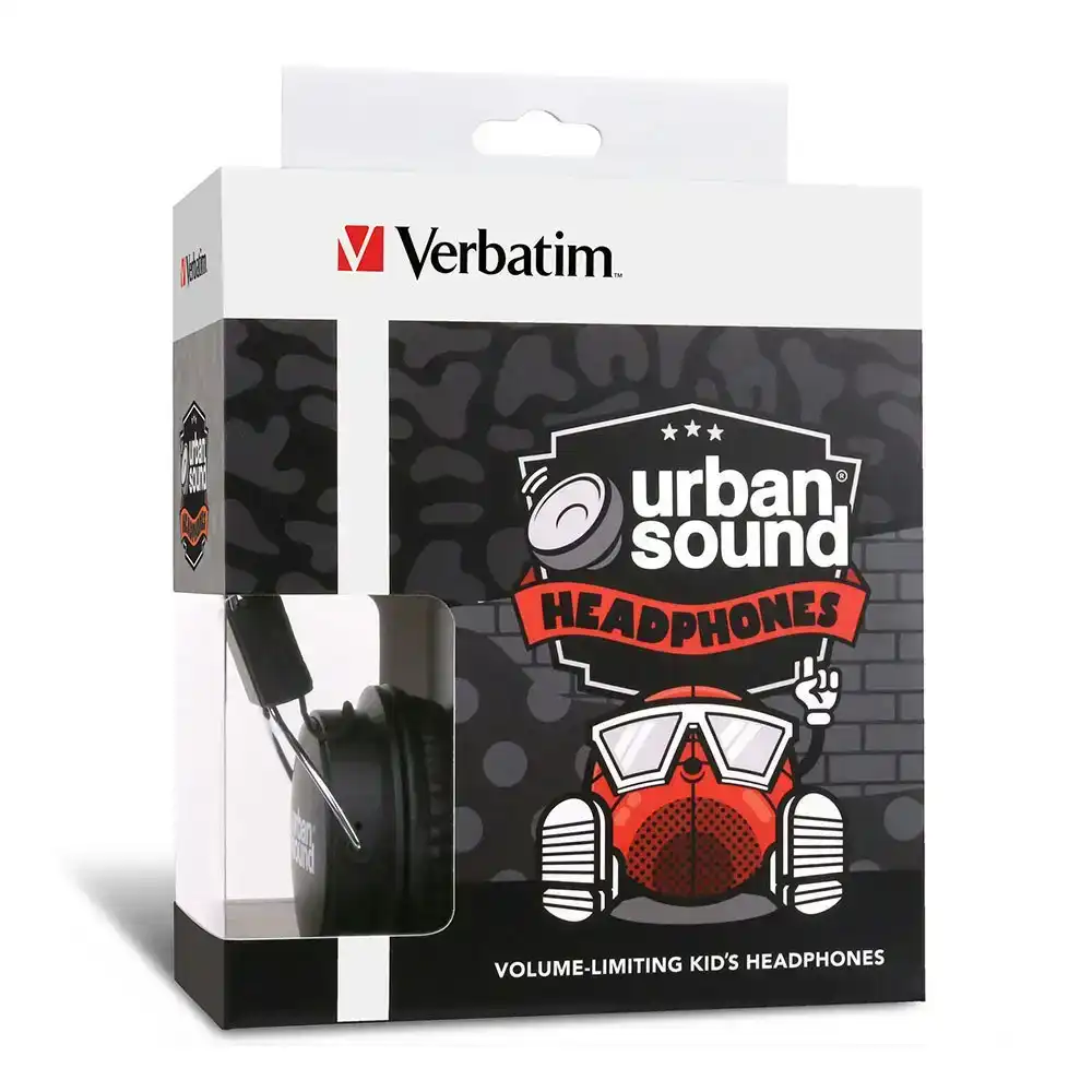 Verbatim Urban Sound Kids 3.5mm Headphones Volume-Limiting For Phones Black