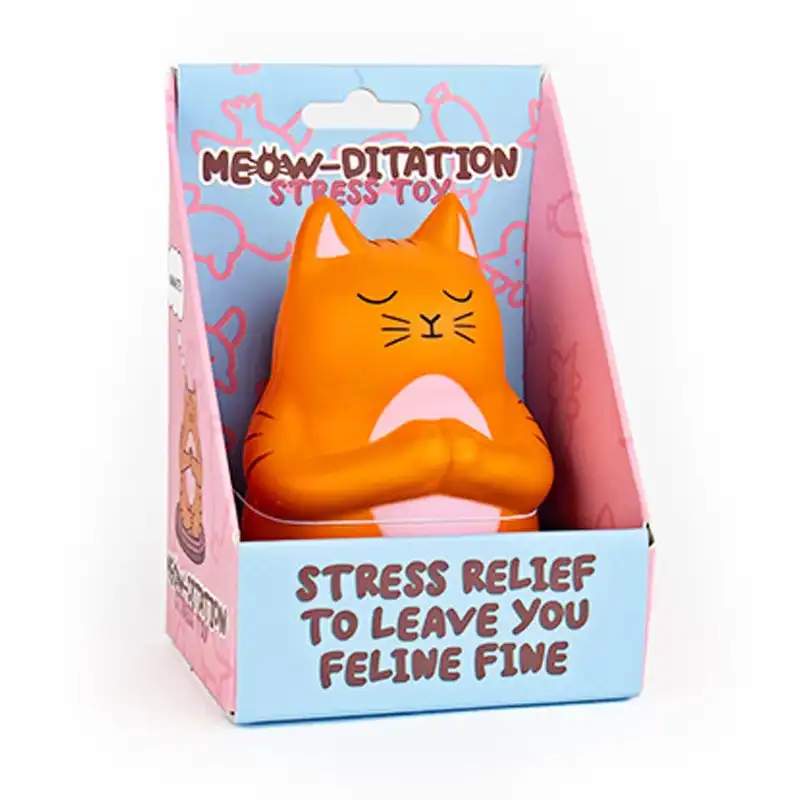 Gift Republic Meowditation Meditation Stress Ball Toy Soft Squishable ORNG 12cm