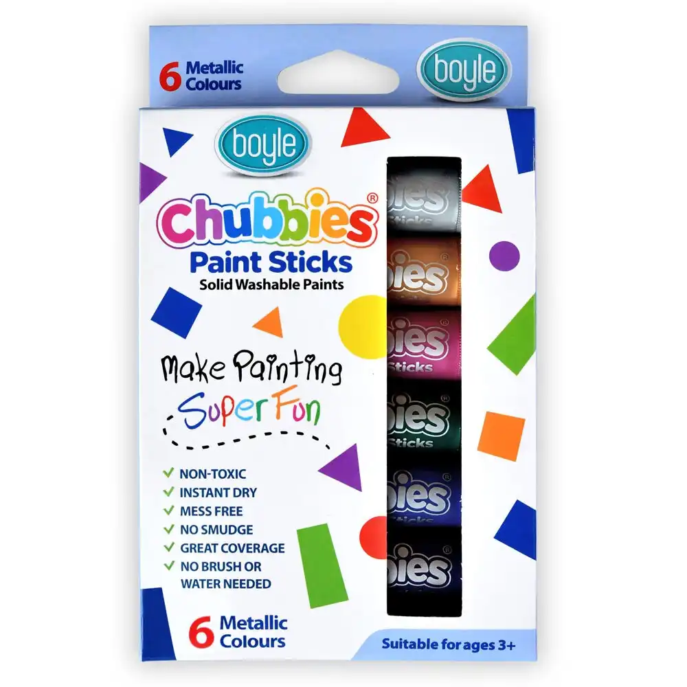 6pc Boyle Chubbies Washable Drawing Paint Sticks Kids 3y+ Art Metallic Colours