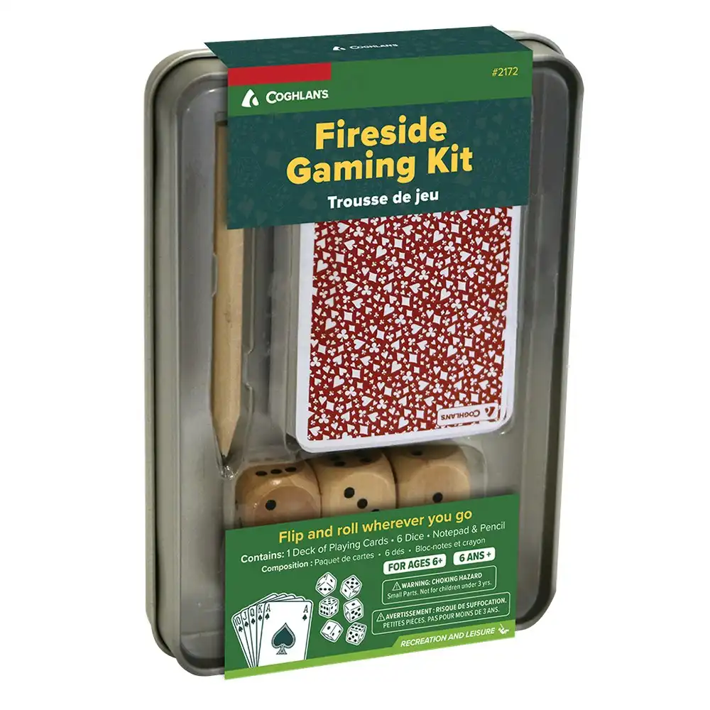 Coghlans Fireside Gaming Kit w/Cards/Dice/Notepad/Pencil Fun Family Games 6y+