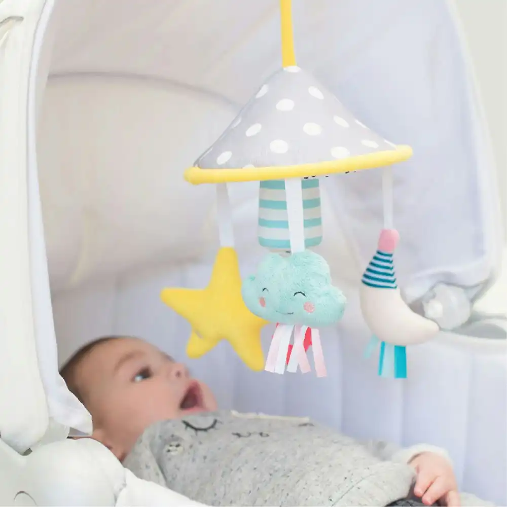 Taf Toys Mini Moon Pram Mobile/Soothing Chime Bells Toy w/ Teether Baby 0m+