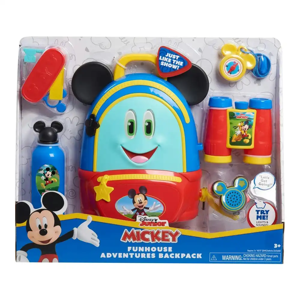5pc Disney Junior Mickey Talking Funhouse Adventures Backpack Kids Play Toy 3y+