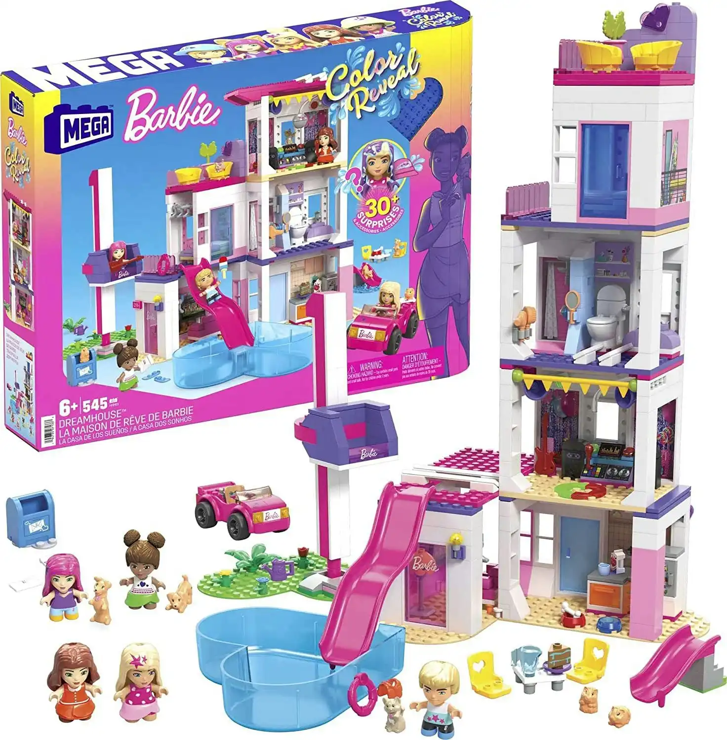 MEGA Barbie Colour Reveal Dreamhouse Toy Building Set
