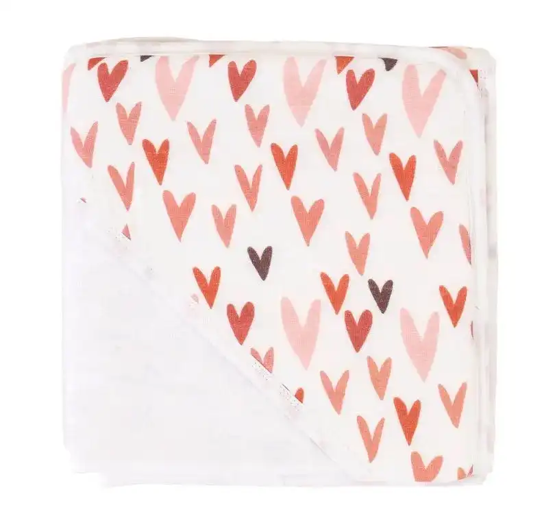 Hooded Towel - Love hearts