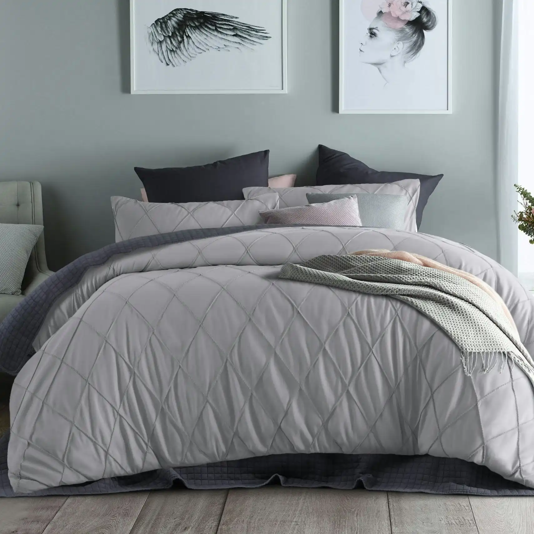 Accessorize Chloe Dove Grey Poly Cotton Chloe Quilt Cover Sets