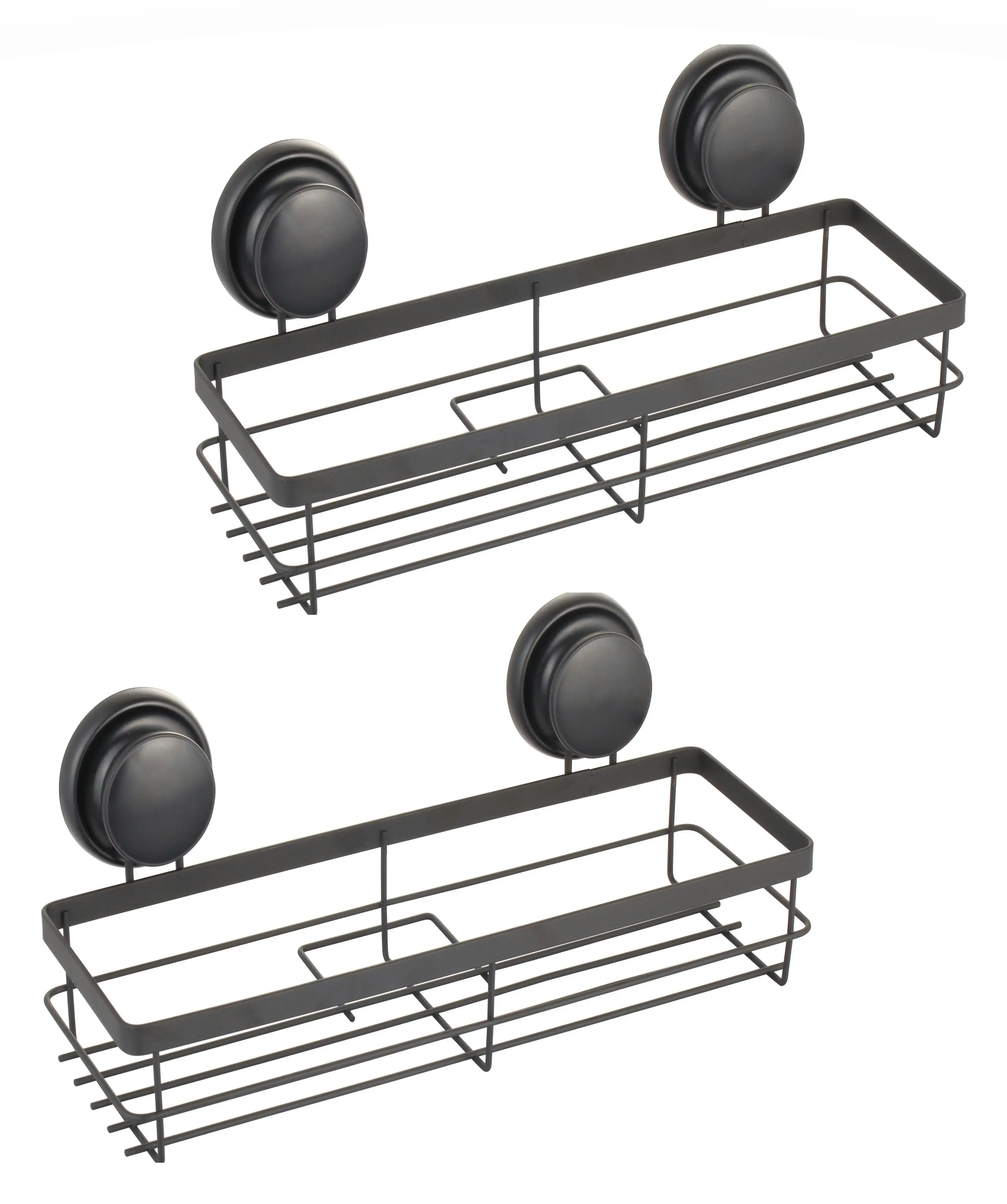 Carla Home  2 Pack Rectangular Corner Shower Caddy Shelf Basket Rack with Premium Vacuum Suction Cup No-Drilling for Bathroom and Kitchen
