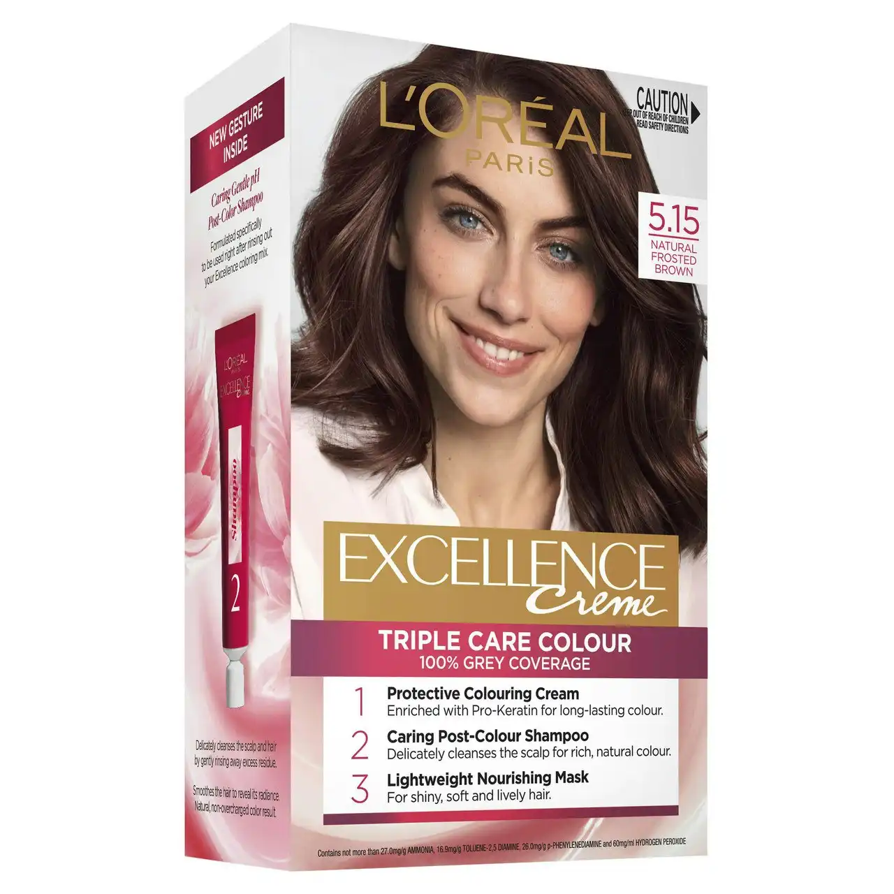 L'Oreal Paris Excellence Creme Permanent Hair Colour - 5.15 Natural Frosted Brown
