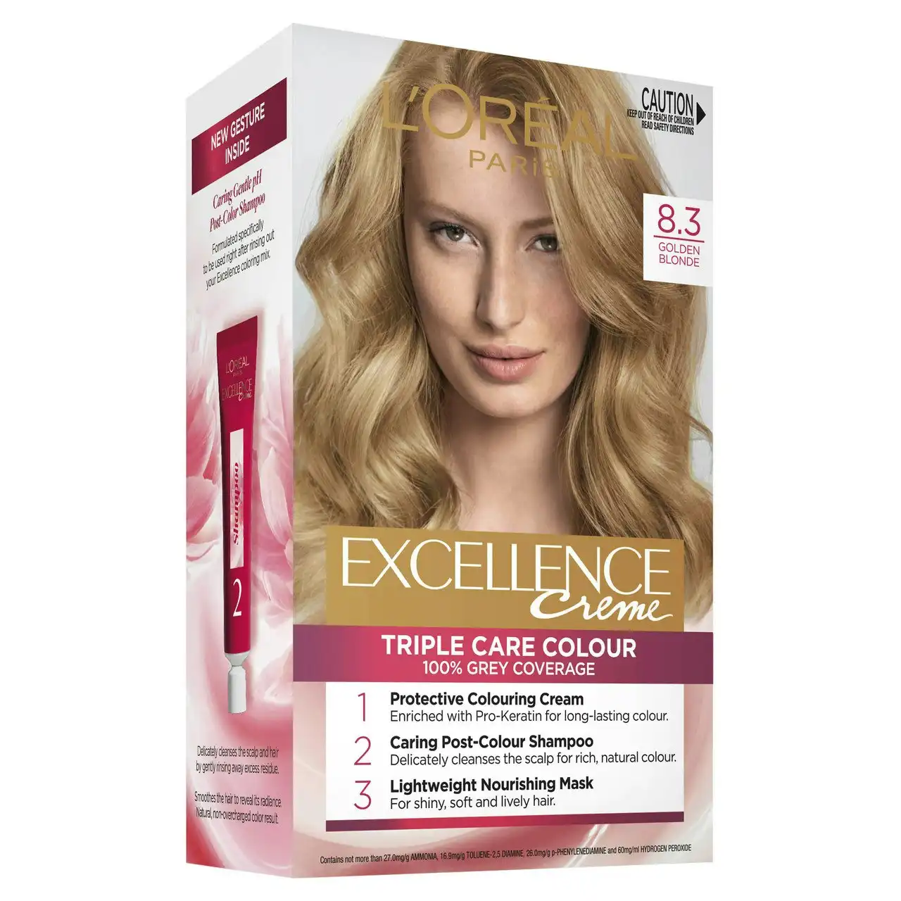 L'Oreal Paris Excellence Creme Permanent Hair Colour - 8.3 Golden Blonde