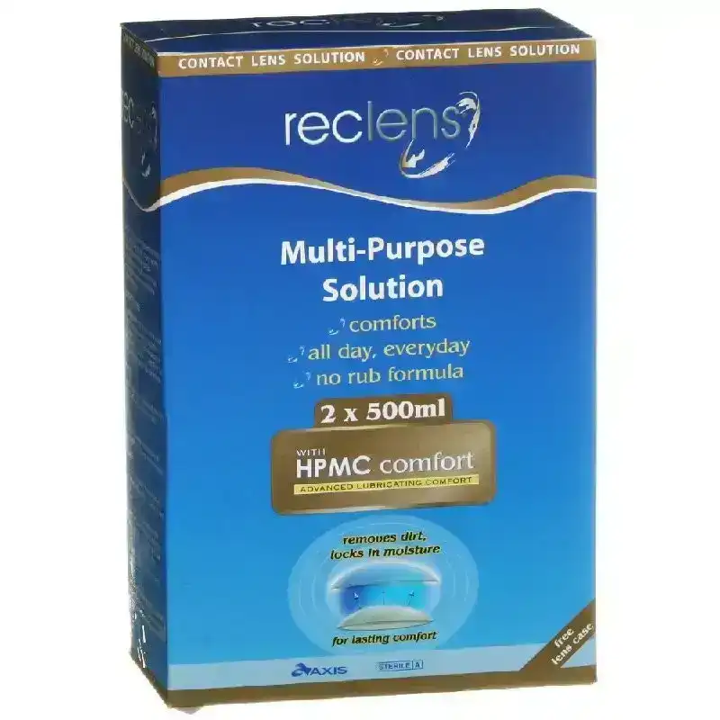 RECLENS Multi Purpose Solution 2x500ml + Contact Lens Solution