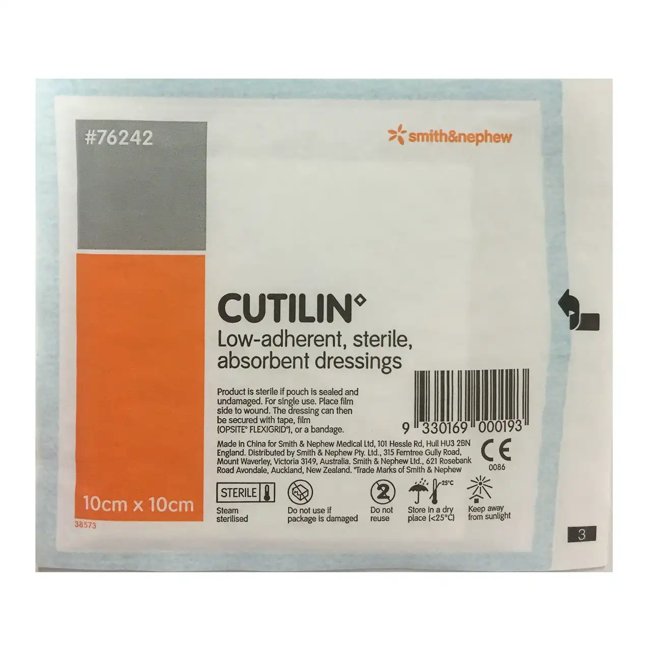Cutilin Low-Adherent Sterile Absorbent Dressing 10cm x 10cm