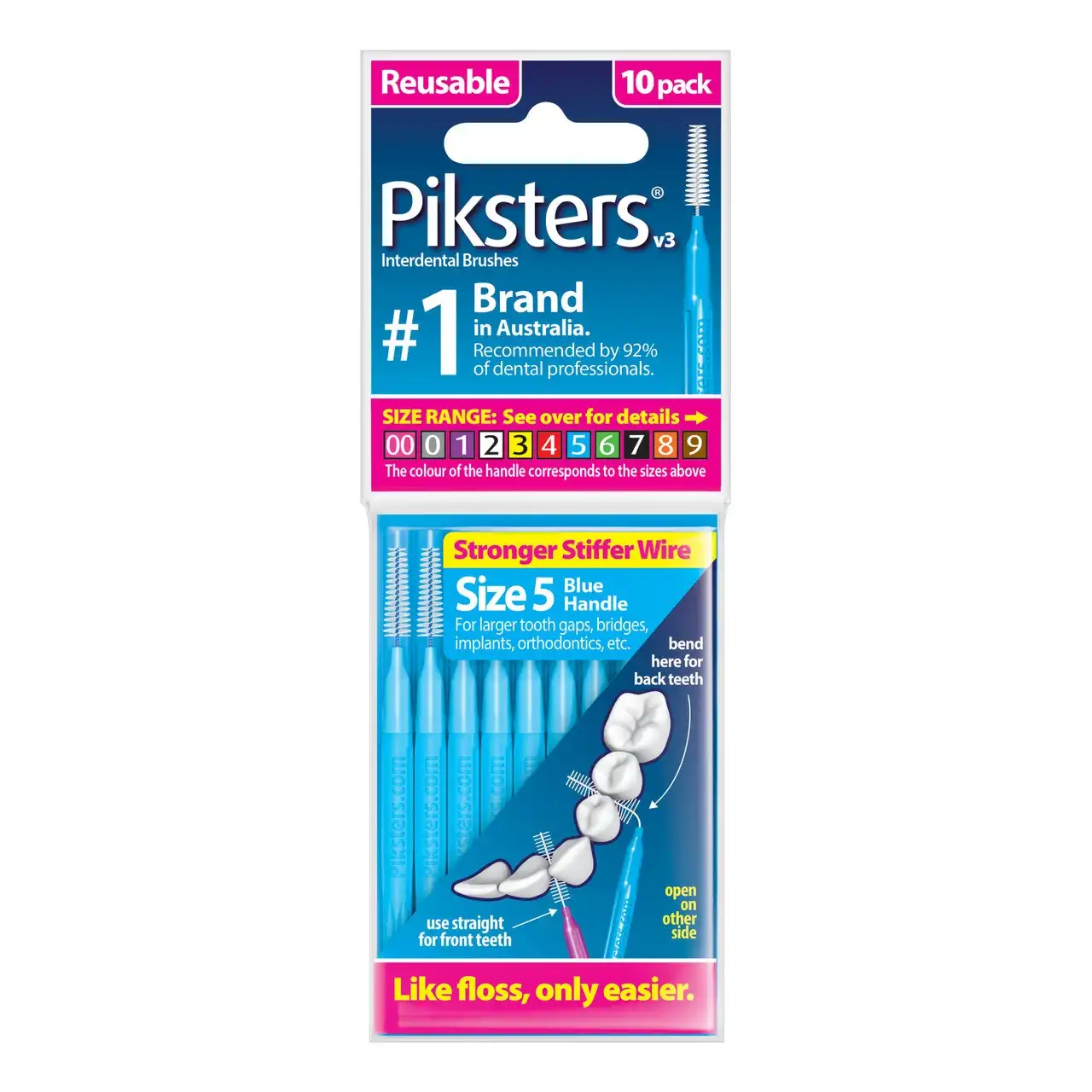 Piksters(R) Interdental Brushes Blue Size 5 10pk