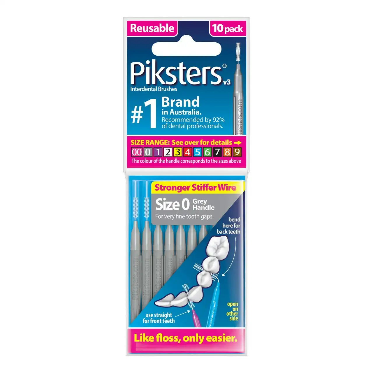 Piksters(R) Interdental Brushes Grey Size 0 10pk