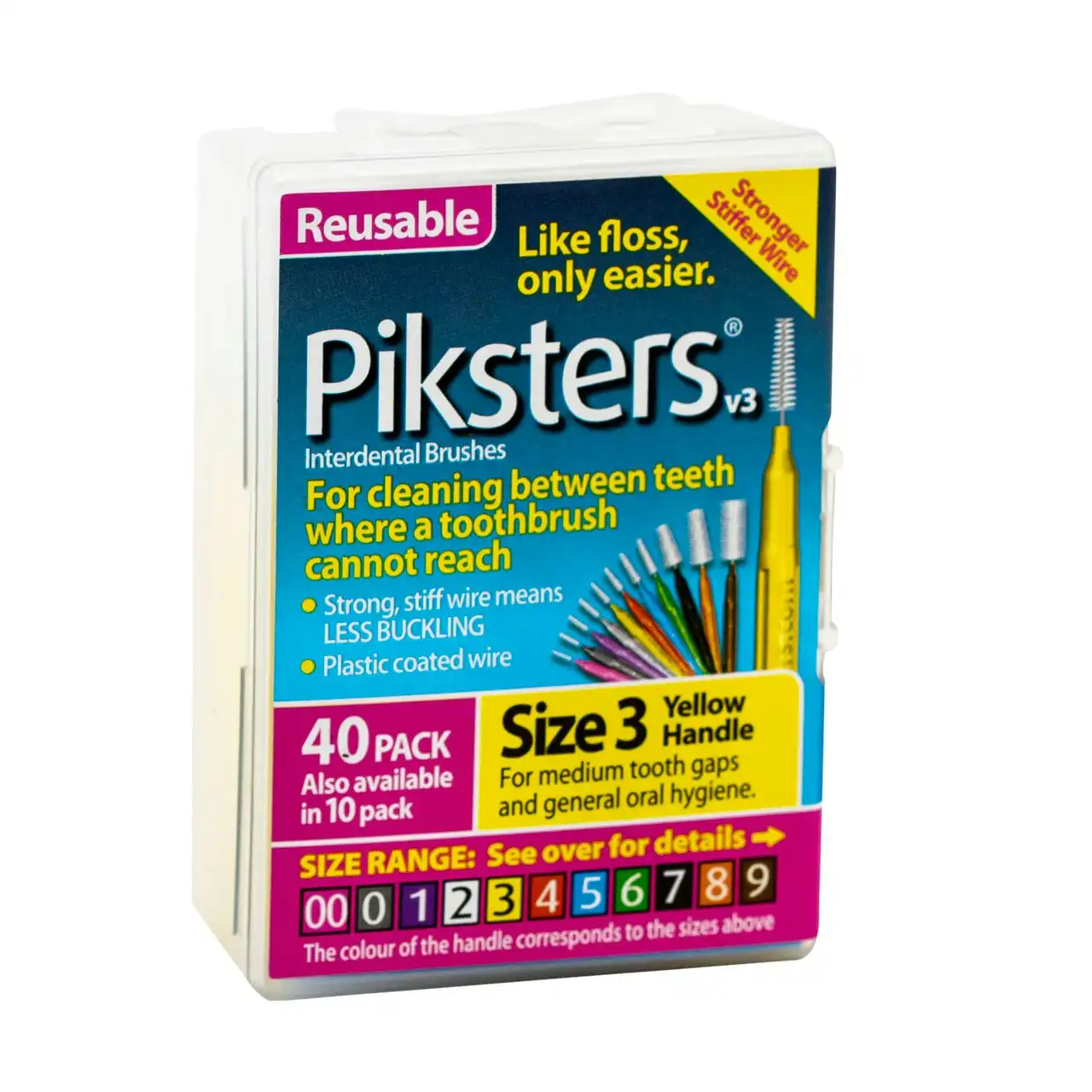 Piksters(R) Interdental Brushes Yellow Size 3 40pk