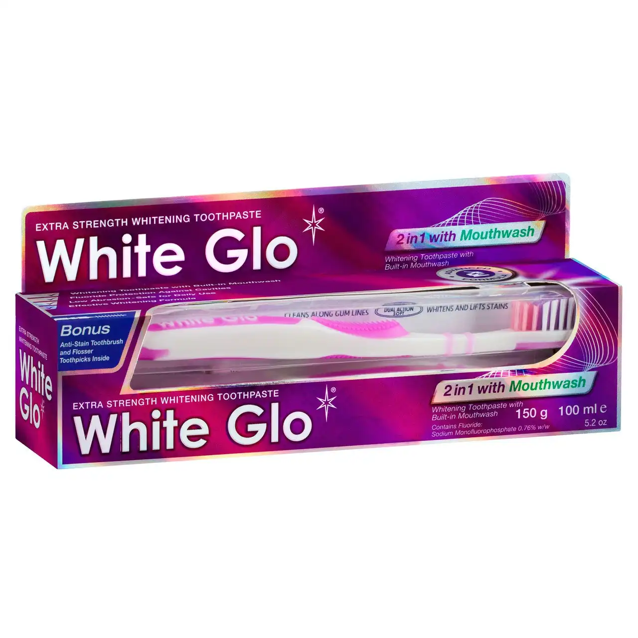 White Glo Toothpaste 2 in 1 Mouthwash 150g