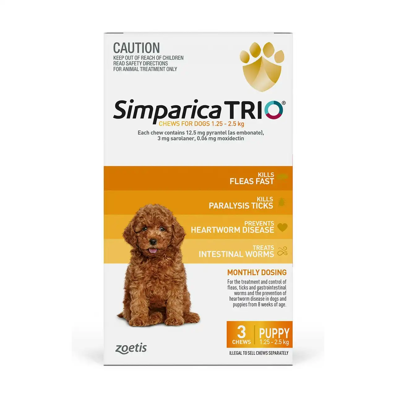 Simparica TRIO Chews For Puppies 1.25-2.5kg 3 Pack