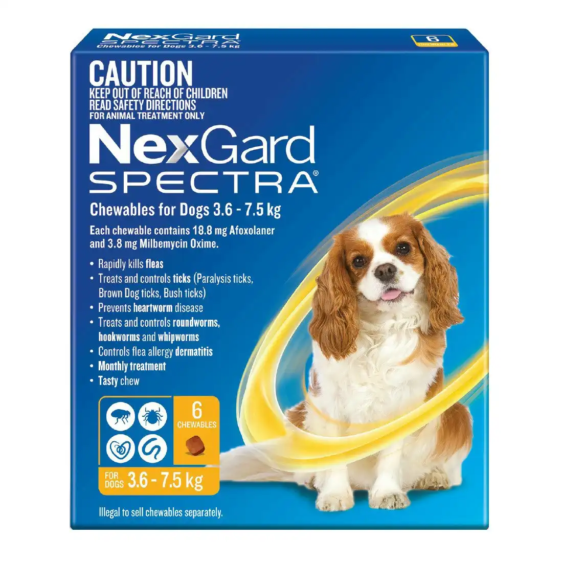 Nexgard Spectra Chewables For Dogs 3.6 - 7.5kg 6 Pack