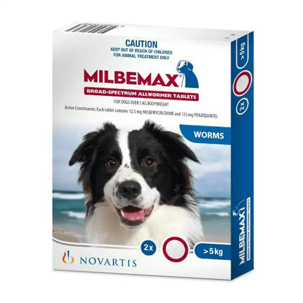 Milbemax(TM) Allwormer Tablet for Dogs 5 - 25kg - 2 Pack
