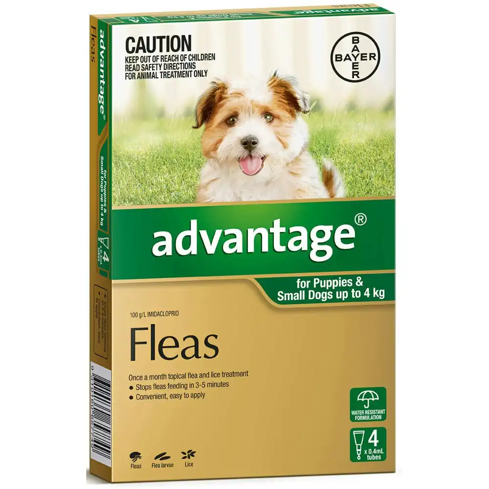 Advantage(TM) Fleas for Puppies & Small Dogs Up To 4kg - 4 Pack