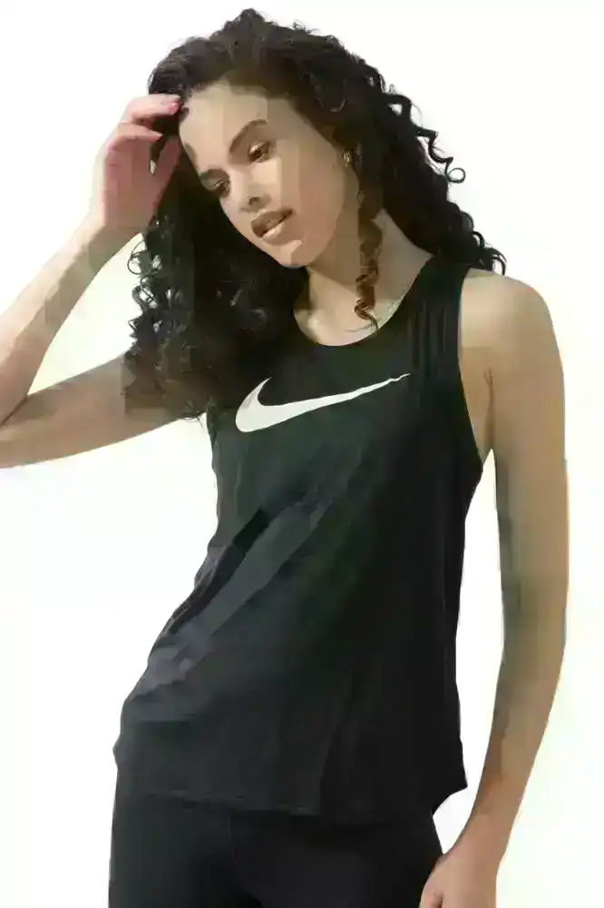 Nike Womens Black/White Swoosh Running Tank Top